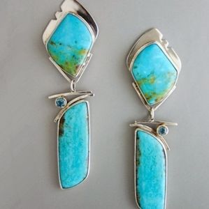 Turquiose 925 Sterling Silver Geometric earrings